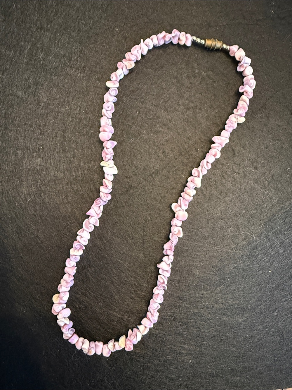 Vintage Style Lavender Shell Chip Necklace with screw clasp- 8in Women Jewelry